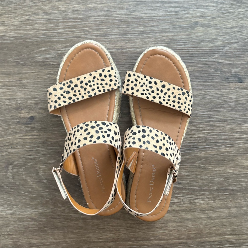 Pierre Dumas Tan and Black Spotted Sandals